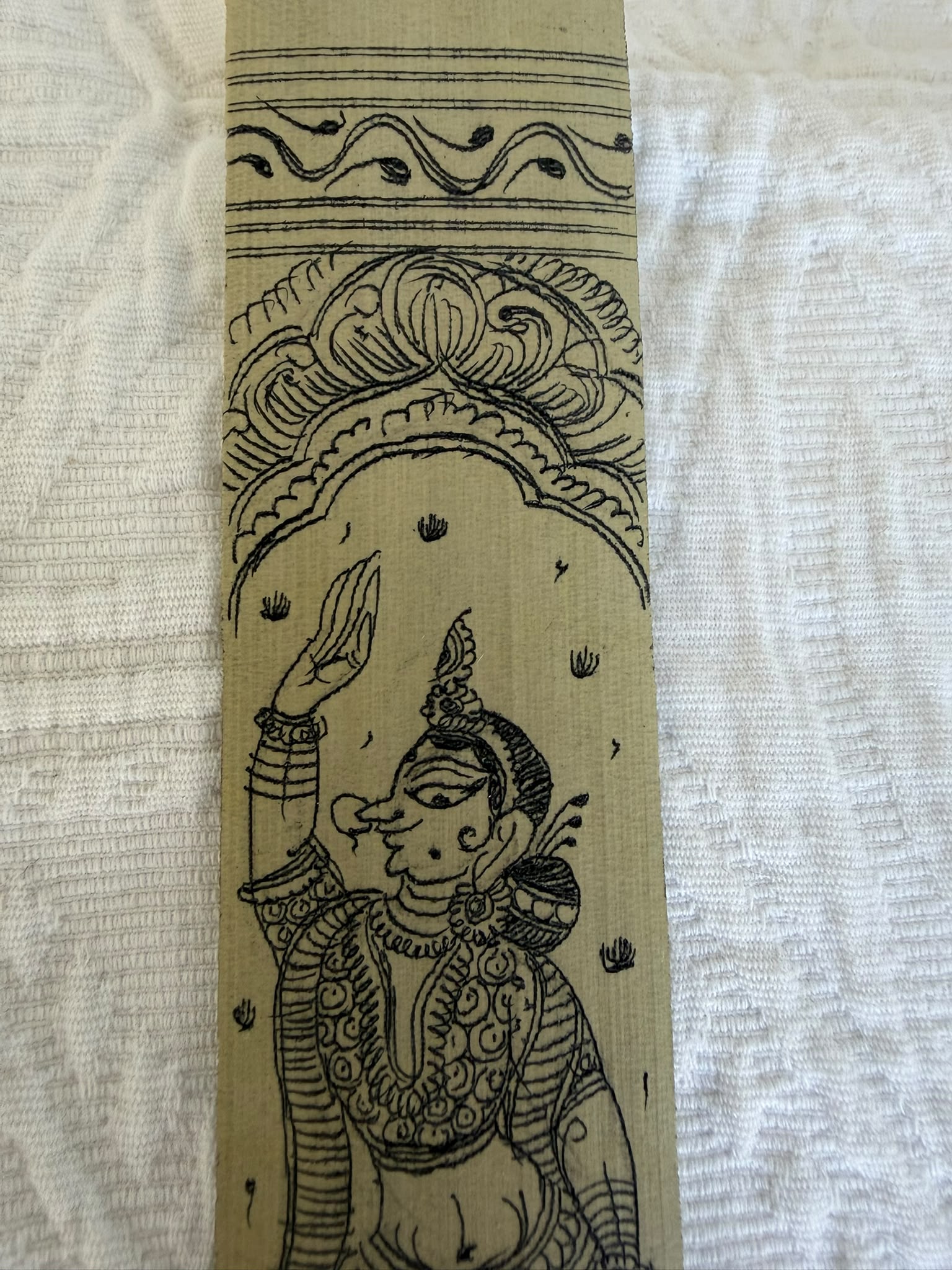 Dancing Lady Bookmark – Grace in Motion – Hand-Drawn Pattachitra on Palm Leaf
