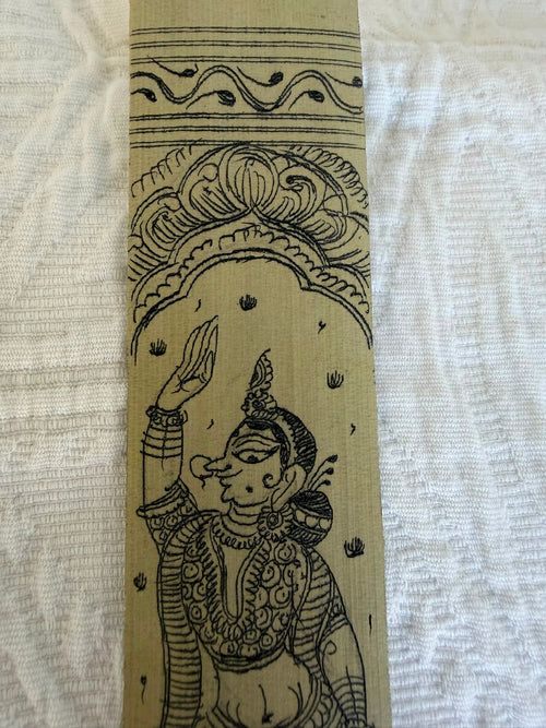 Dancing Lady Bookmark – Grace in Motion – Hand-Drawn Pattachitra on Palm Leaf