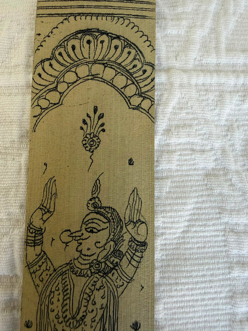 Classical Dancer Bookmark – Celebrating India's Timeless Performing Arts – Hand-Drawn Pattachitra on Palm Leaf