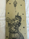 Conch Bearer Bookmark – The Sound of Auspicious Beginnings – Hand-Drawn Pattachitra on Palm Leaf