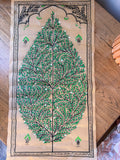 Tree of Life – Evergreen Harmony – Hand-Painted Pattachitra Painting on Tussar Silk (20 × 10 in)